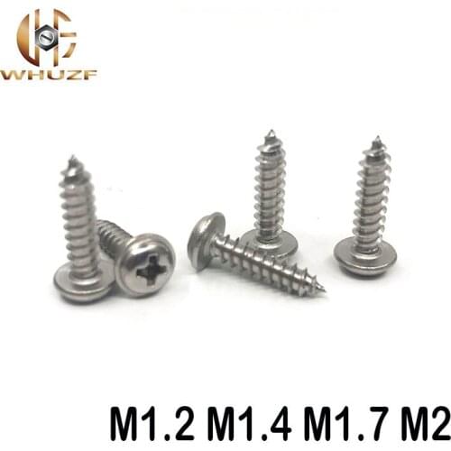 M1.2 M1.4 M1.7 M2 PWA Nickel Plated Cross Round Head Self Tapping Screw With Pad Pan Head Tapping Screws