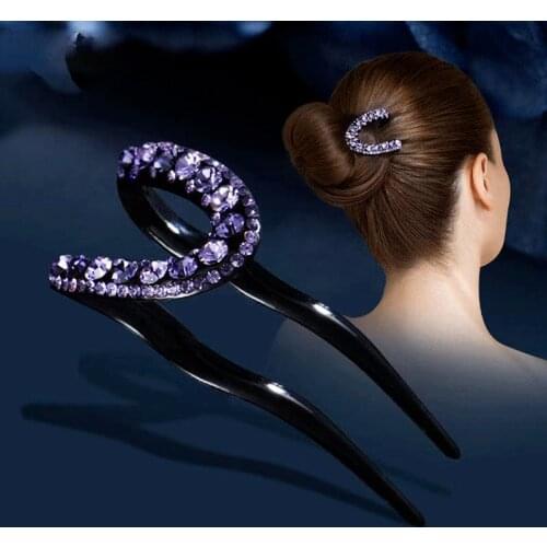 Korean version of diamond-studded hair fork temperament rhinestone hairpin simple insert comb head flower plate hair headdress
