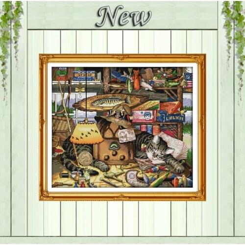 Sweet dream cat home decor painting counted printed on canvas DMC 14CT 11CT Chinese Cross Stitch Needlework Sets Embroidery kits