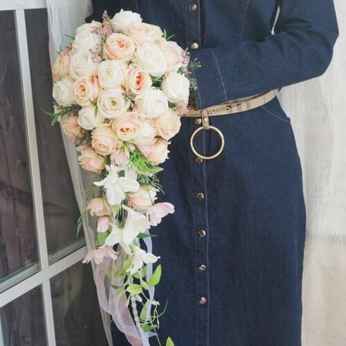 Bridal Bouquet Pink White Wedding Bouquet rose peonies Boho Bouquet Artificial Bouquet Wedding Flower Wedding accessories