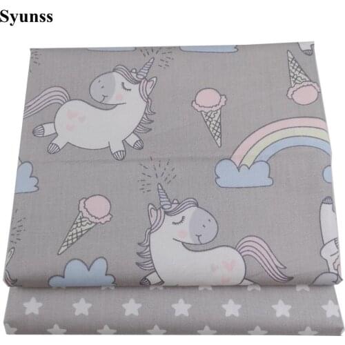 Syunss Diy Patchwork Cloth For Quilting Baby Cribs Cushions Dress Sewing Tissus Gray Cartoon Stars Printed Cotton Fabric Tecido