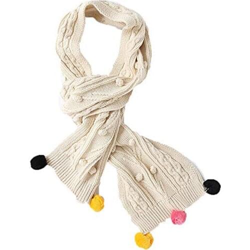 TOU Baby Girls Knit Scarf Toddler Winter Warm Scarves Kids 100% Cotton Lotus Leaf Scarf Velvet Wraps Scarf For Autumn Winter