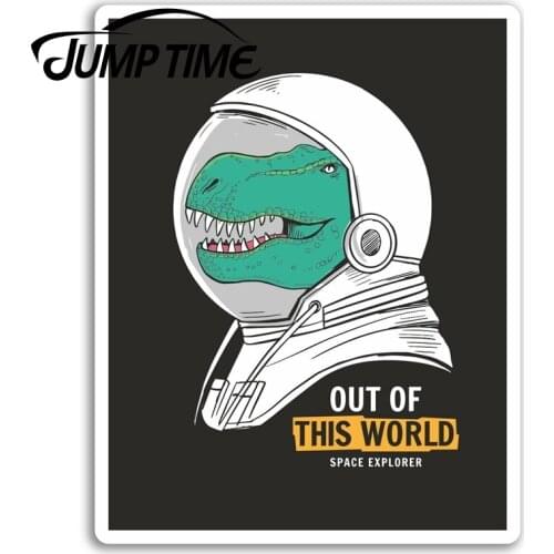 Jump Time for T-Rex Astronaut Vinyl Stickers Dinosaur Space Sticker Laptop Truck Window Bumper Decal Waterproof Accessories