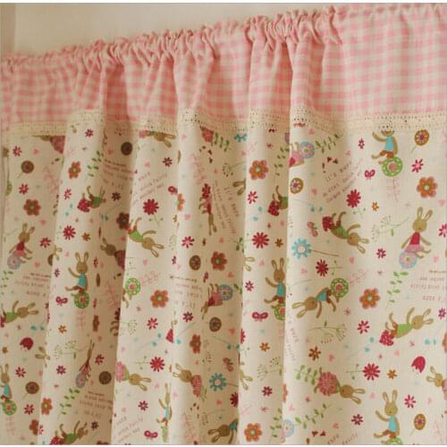 Cute rabbit kinds room Valance 140x80cm semi-shade curtains coffee shop kitchen short curtains for bar restaurant decor LW0314