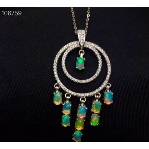 Fashion good fireworks color opal gemstone pendant of necklace women silver fine jewelry cost-effective natural gem party gift