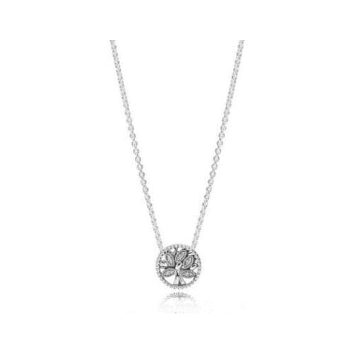 925 Sterling Silver Tree Of Life With Clear Cubic Zirconia Pan Necklaces For Women Wedding Gift Fine Diy Jewelry
