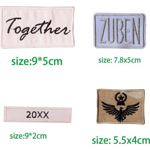 1PCS Black White English Alphabet Rectangle Embroidery Patches for Clothing Stripes Written Words Sticker Clothes Letters Badges