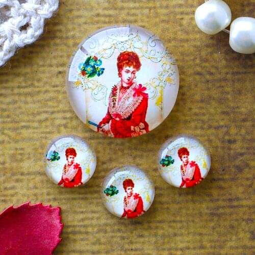 12mm 25mm 14mm 16mm 18mm 20mm Photo Glass Cabochons Round Cameo Set Handmade Settings Stone Middle Ages 04