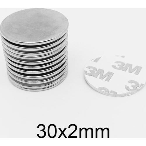 2~20PCS 30x2 Disc Powerful Strong Magnetic Magnets With 3M Glue N35 Strong Round Magnets 30x2mm Neodymium Magnets 30*2