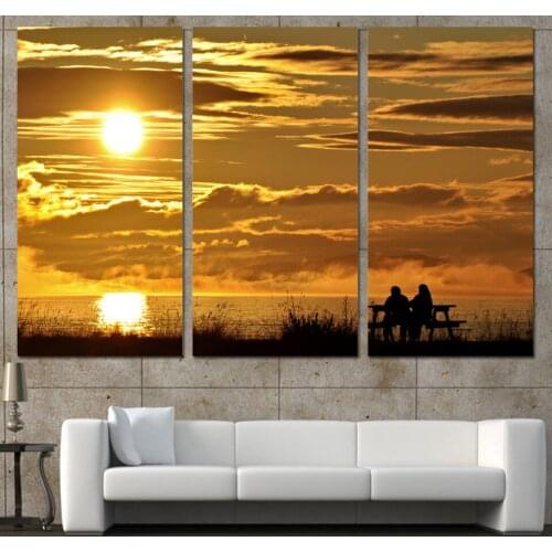 3 Panels Canvas Art Sunset Evening Couple Home Decor Wall Art Painting Canvas Prints Pictures for Living Room Poster