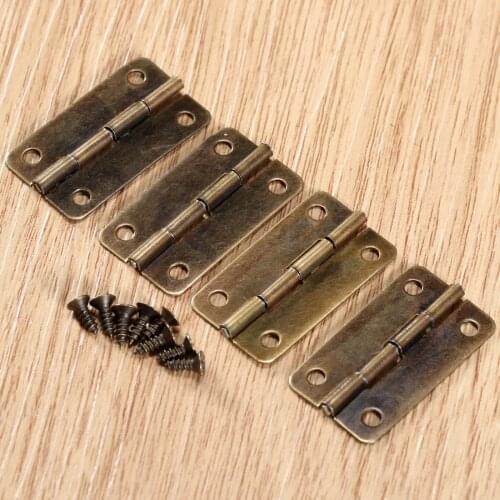 4Pcs 30x17mm Mini Door Hinges Antique Cabinet Hinges Cabinet Drawer Jewellery Box Decorate Hinge Furniture Fittings Hardware
