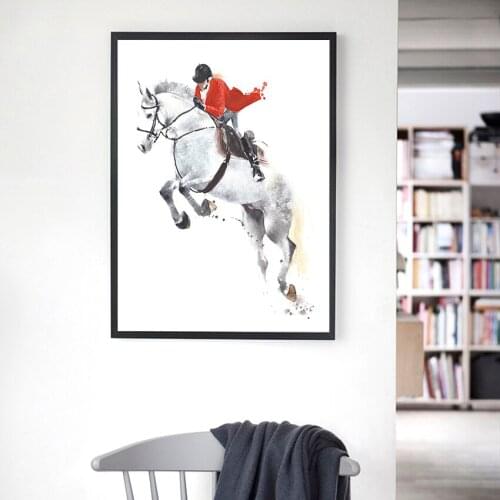 Watercolor Animals Horse Racing Posters Abstract Artwork Canvas Painting Hd Print Wall Art Picture For Living Room Home Decor