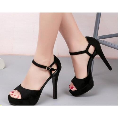 Summer sexy stiletto womens sandals high heel stiletto sexy cross strap waterproof platform super high heel fish mouth shoes