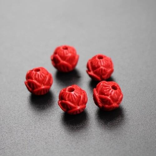 20Pcs 8,10,12MM Red Color Artificial Coral Beads Carved lotus Flower Beads Fashion Beads for Jewelry making DIY accessoires