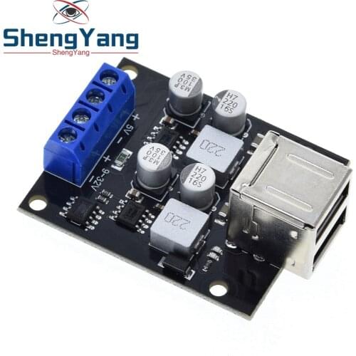 DC-DC 2 Channel Dual USB 2X3A 9V-32V 12V 24V to 5V Buck Converter Charging Step Down Module Support DCP Fast Quick Charger