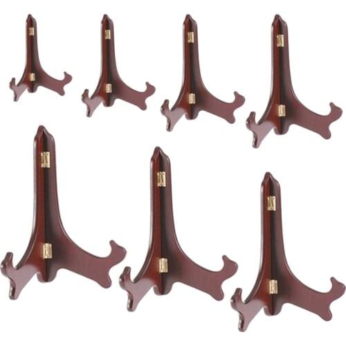 4-14'' Height Wooden Folding Display Easel For Plate Round Disc Photo Frame Holder Stand Shelf Bracket