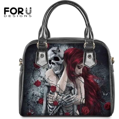 FOURDESIGNS Sugar Skull Design Fashion Women Casual Shoulder Bags Ladies Luxury PU Leather Cross Body Bags Female Tote Bags