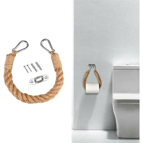 Retro Natural Rope Holder Wall-Mounted Towel Roll Paper Rack for Bathroom Kitchen Bedroom