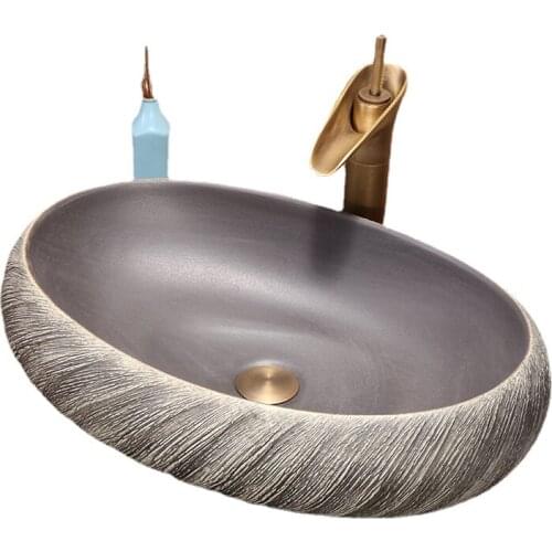 Quality art basin bathroom sink modern Hotel Restaurant Luxury wash basin ceramics stone basin Bathroom Sink factory supply
