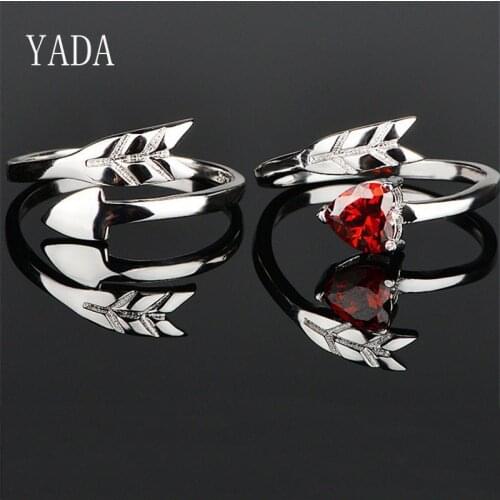 YADA Cupid Arrow Design Rings Charm for Men&women Lovers Couples Silver color Ring Engagement Wedding Jewelry Open Ring RG200038