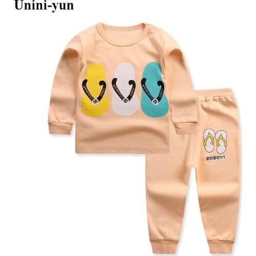 Unini-yun Girls Clothing Sets 2017 Autumn bebes Sportswear Long Sleeve Slipper print baby boy clothes Kids Clothing Sets