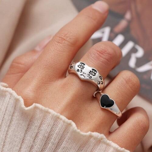 Creative Cry Face Rings for Women New Trendy Fashion Female Resizable Ring Jewelry Ladies Love Heart Jewelry Gifts 2021 Trend