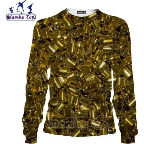 Mamba top Newest 3D Gold Sweatshirt Yellow Diamond Mens Bullet Shirt Funny Glow Teens Holiday Hip Hop Men O Neck Women Clothing