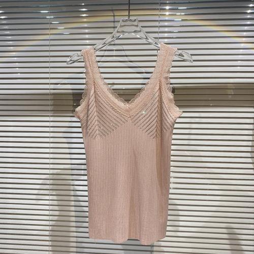 Tanks for Women New Slanted Stripe Rhinestone Lace Shoulder Strap Elastic Outdwear Knitted Vest Top Femme 2021 Summer