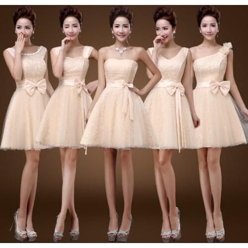Sweet bridesmaid dress short paragraph 2021 new fashion design bow champagne prom dress free shipping