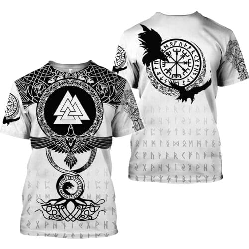 Viking symbol - Tattoo Raven 3D Printed men t shirt Harajuku Fashion Short sleeve shirt summer streetwear Unisex tee tops WS-945