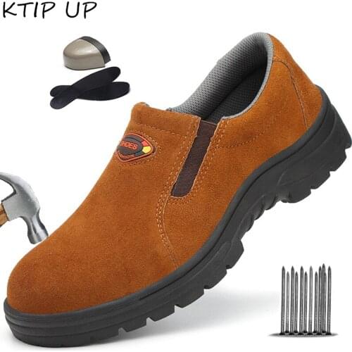 Men Safety Shoes Steel Toe Shoes Men Anti-smashing Anti-puncture Work Shoes Safety Boots Men Anti-slip Breathable Security Shoes