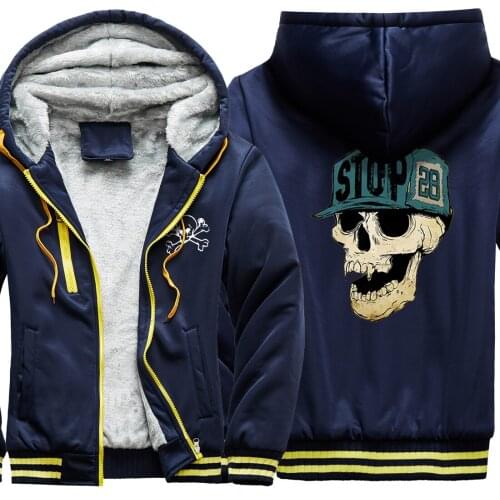 Stop Skull Cartoon 2020 New Arrival Camouflage Men Raglan Thicken Jackets Winter Wool Liner Harajuku Tracksuits Streetwear Homme