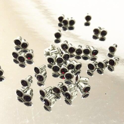 New Coming DIY 100PCS 4MM CZ++ Dark Red Crystal Rivets Leather Craft Punk Studs Fit Leather-Craft DIY Making Shipping Free