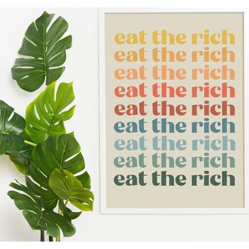 Eat The Rich Poster Retro Quote Art Prints 70s Style Kitchen Canvas Painting Colorful Wall Pictures Home Decoration No Frame
