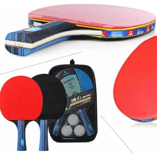 Training Table Tennis Racket Short Long Handle Student Ping Pong Paddle 2 Ping Pong Paddles With 3 PingPong Balls Storage Bag