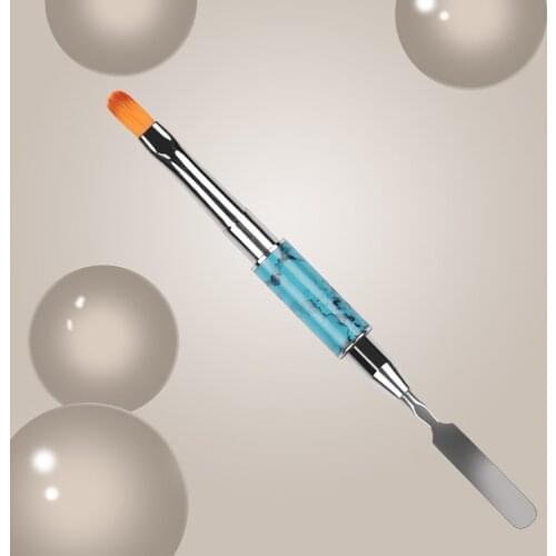 Nail Pen 1Pcs Blue and White Porcelain Metal Stylus Double-head Nail Brush and Spatula Uv Gel Nail Brush Manicure Tool Pen