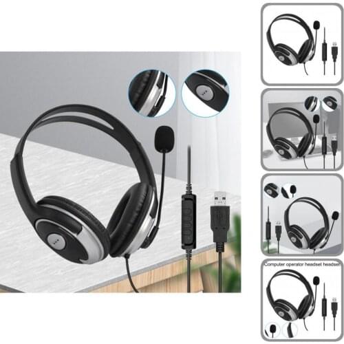 With Rotating Mic Black USB Stable Transmission Clear Headset for PC