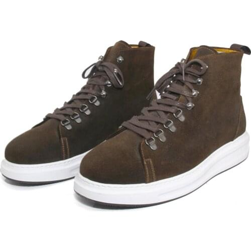 SHENBINS Handmade Suede Boots with Extra Light EVA Soles, Olive Color, Mens Lightweight Sport Casual Footwear