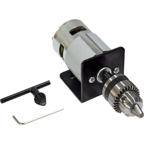 DC 12-24V Lathe Press 775 Motor With Miniature Hand Drill Chuck and Mounting Bracket 775 DC Motor 5500/10000Rpm For DIY Assembly