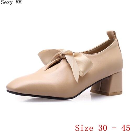 Square Low High Heel Shoes Women Pumps Woman Office Career Shoes Low High Heels Small Plus Size 30 31 32 33 - 40 41 42 43 44 45