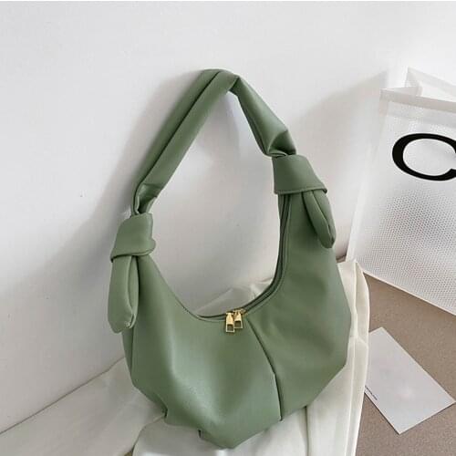 Solid Color Underarm Bag PU Leather Small Shoulder Handbags 2021 Women Brand Luxury Fashion Lady Party Handbags and Purses