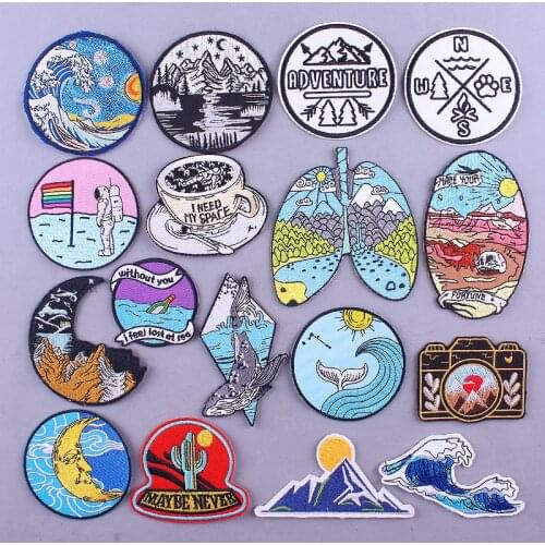 Outdoor Patch Mountain Travel Patches On Clothes Iron On Patches For Clothing Camping Embroidered Patches For Clothes Badge DIY