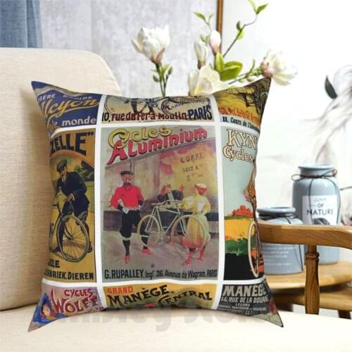 Bicycles Vintage Collage Pillow Case Printed Home Soft DIY Pillow cover Vintage Bikes Bike Bicycle Old School Collage Sport