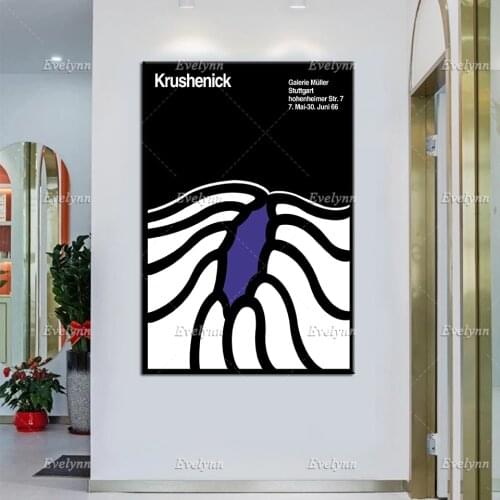 Exhibition Poster Krushenick 1966 Minimalism Abstract Modern Home Decor Prints Wall Art Canvas Modular Pictures Unique Gift