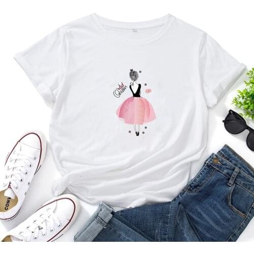 90S Sweet Girl Background T-shirt for Women Fashion Queen Tshirts Women Top Simple Versatile T Shirt Women Casual Loose Top