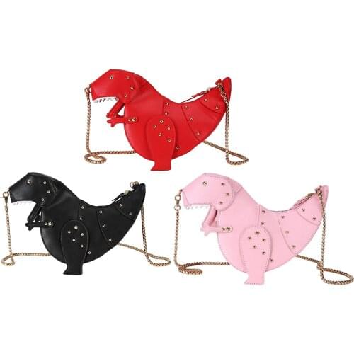Women Dinosaur Shoulder Bag Chain Zipper Crossbody Purse Handbag Clutch Bag