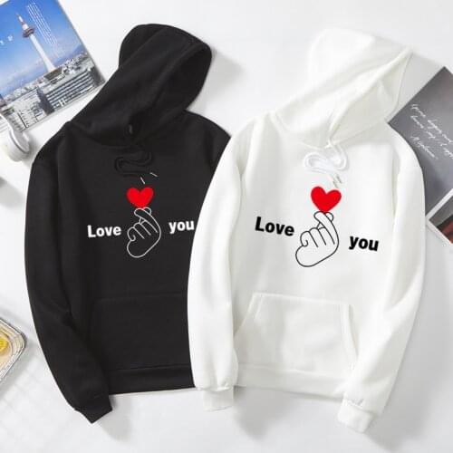 2020 Autumn Harajuku Womens Sweatshirt Hooded Love Print Hoodies Ladies Long Sleeve Couple Top Tees Sudaderas Oversized Clothes