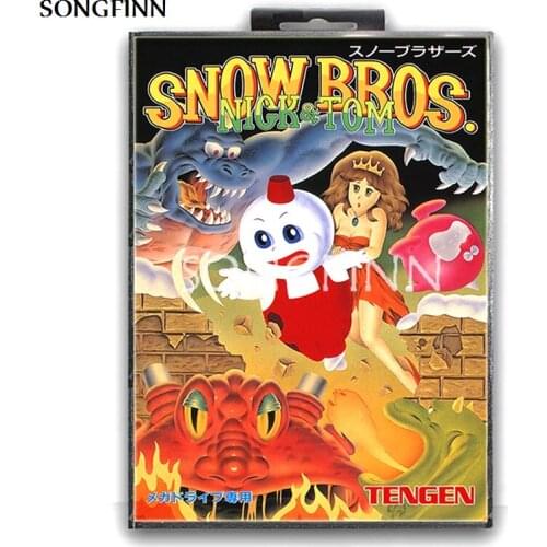 16 bit MD Memory Card With Box for Sega Mega Drive for Genesis Megadrive - Snow Bros Nick & Tom