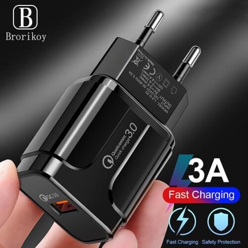18W Quick 3.0 Charge For iPhone Samsung Huawei Xiaomi QC 3.0 Fast Mobile Phone Charger Adapter USB Portable EU Plug Wall