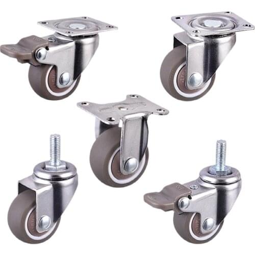 2 inch tpe caster wheel 1 Inch Small Tiny Shopping Cart Wheel Trolley Swivel Caster Wheels Soft Rubber TPE M6x 15mm Met